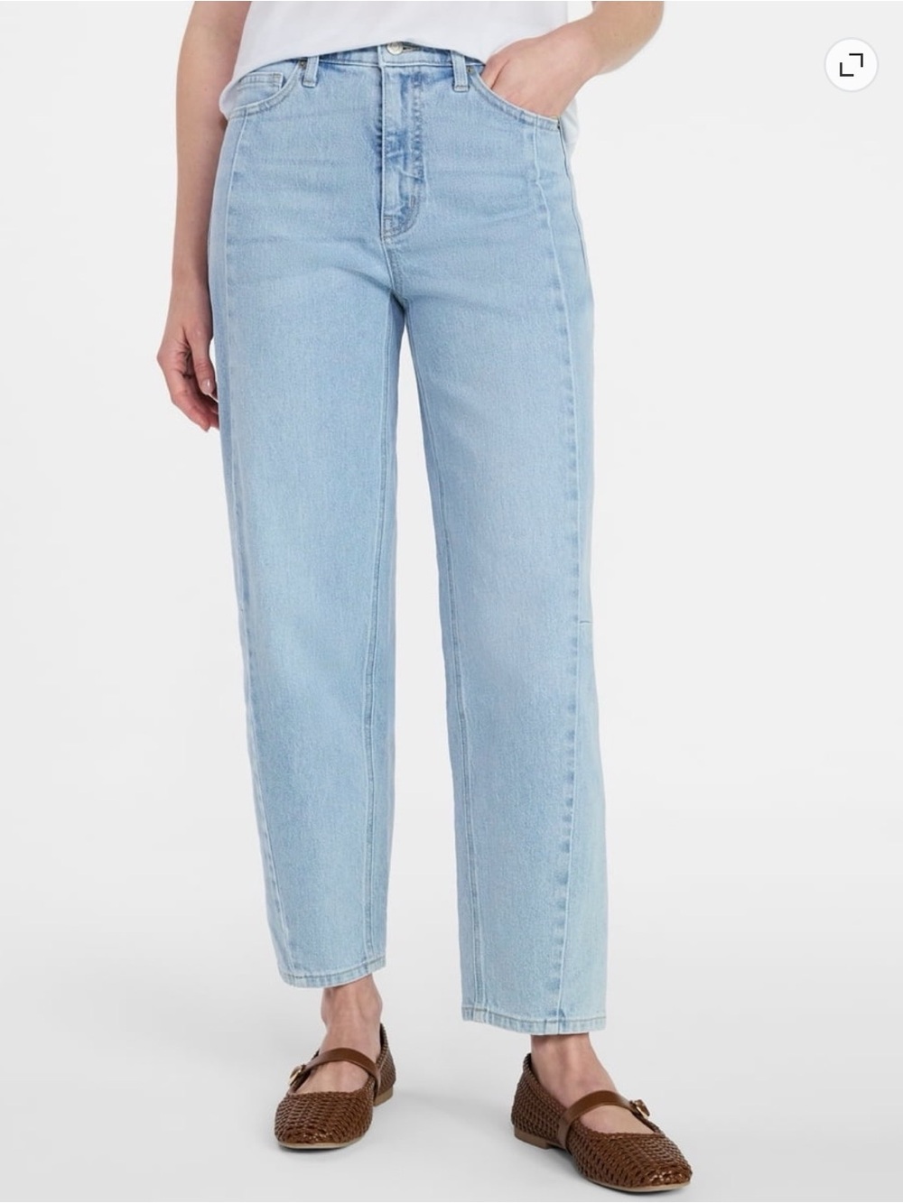 Women High Rise Barrel Leg Light Blue Denim Jeans Size 0